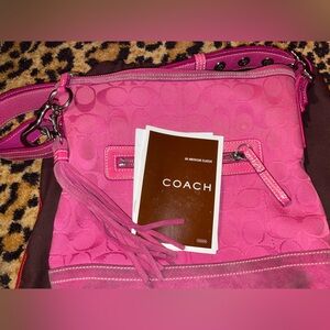 Coach PINK Y2K Vintage Hampton Slim Duffle Signature Bag Purse Suede Hobo soho